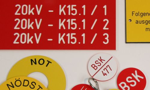 Resopal rot gelb Ronde Notaus