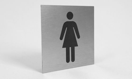 WC Schild gelasert Edelstahl gebürstet selbstklebend