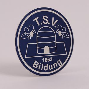 Lasern von Alu blau Logo Verein